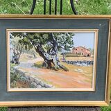 Framed painting, painting, southern farmhouse, Ismael sign, painting on framed canvas cardboard, vintage