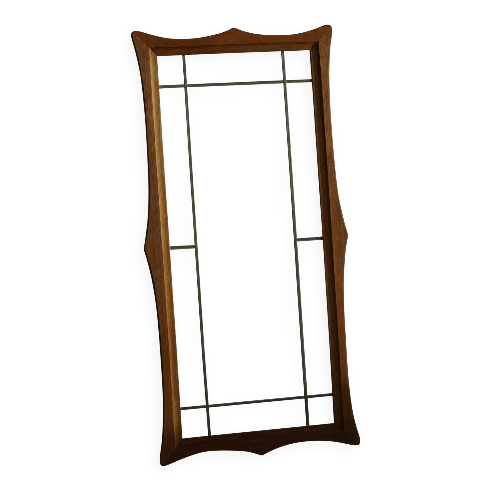 Danish wall mirror in solid oak from the mid-20th century, Scandinavian modern design.