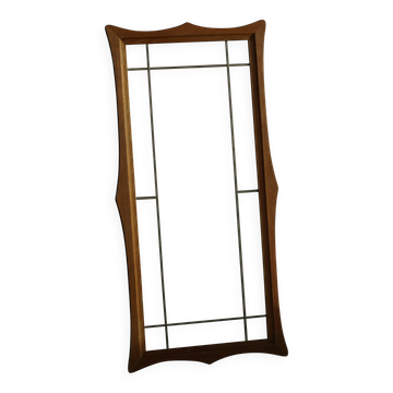 Danish wall mirror in solid oak from the mid-20th century, Scandinavian modern design.