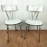 Formica table and its 2 chairs imitation marble