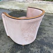 Art Deco club armchair Daisy Simon in beige leather and wood.