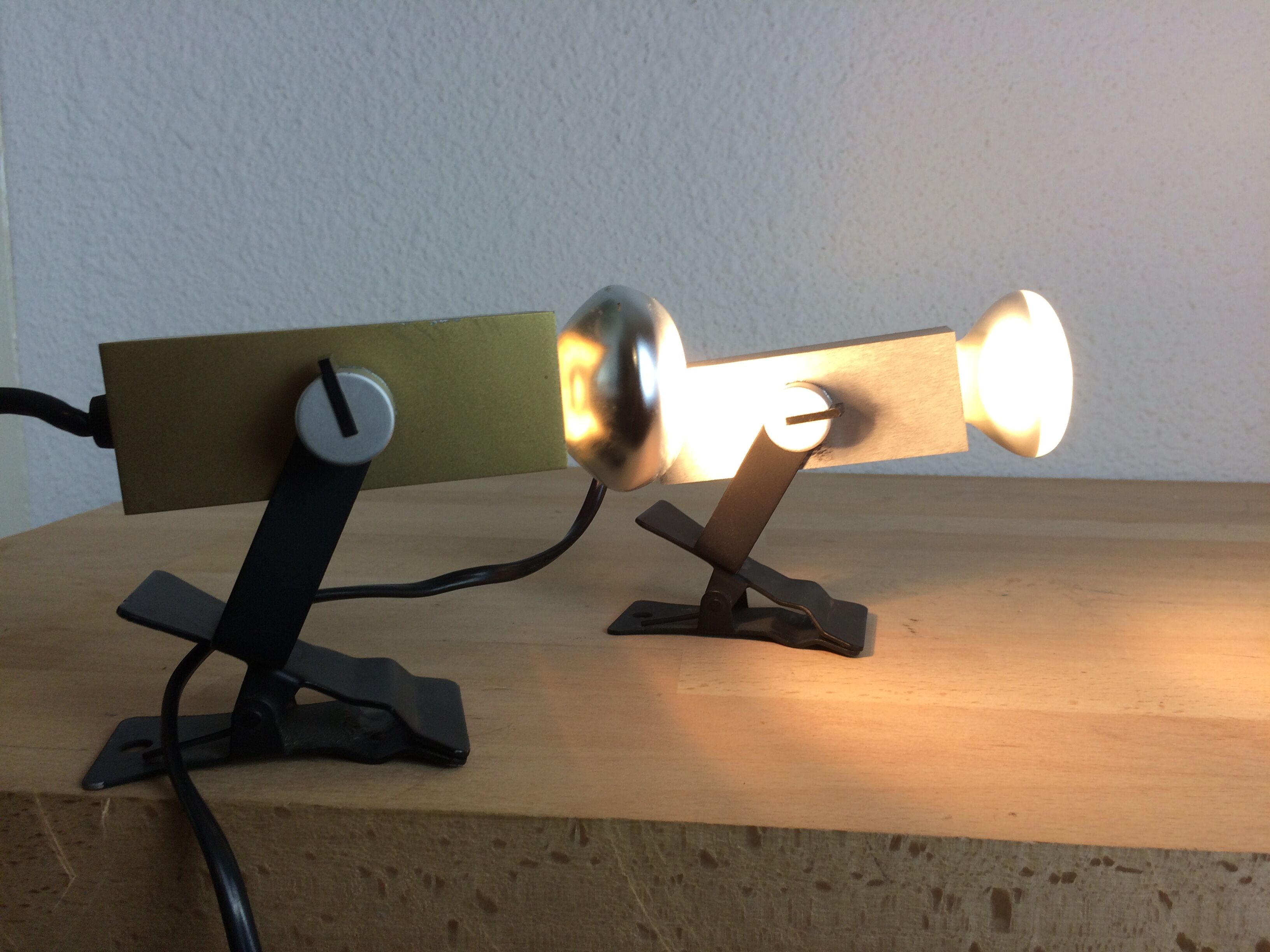 Clip spotlight wall lamps osram aluminum gold square space age 60