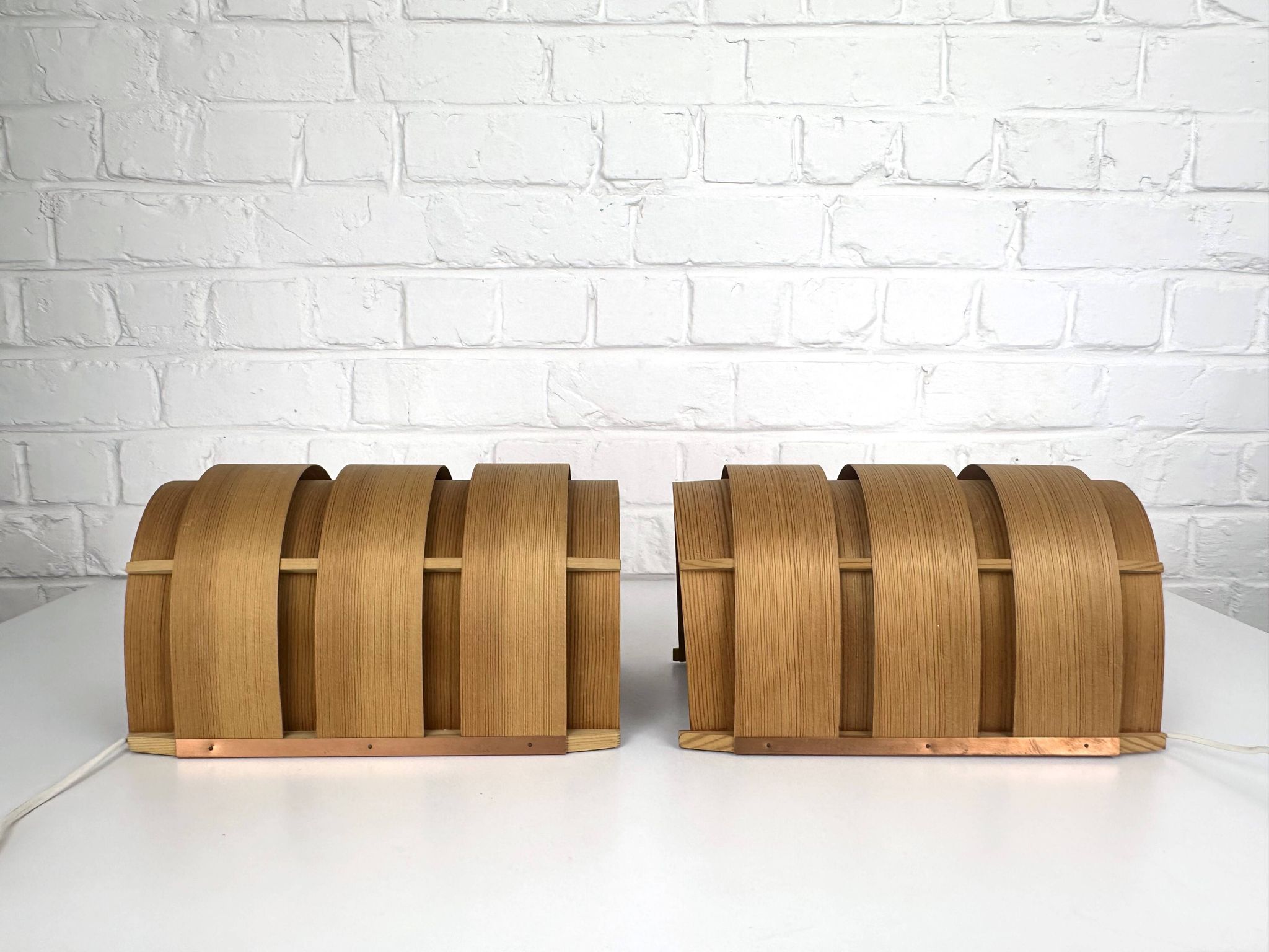 Pair of V155 wall lights in pine by Hans-Agne Jakobsson, Sweden, 1960.