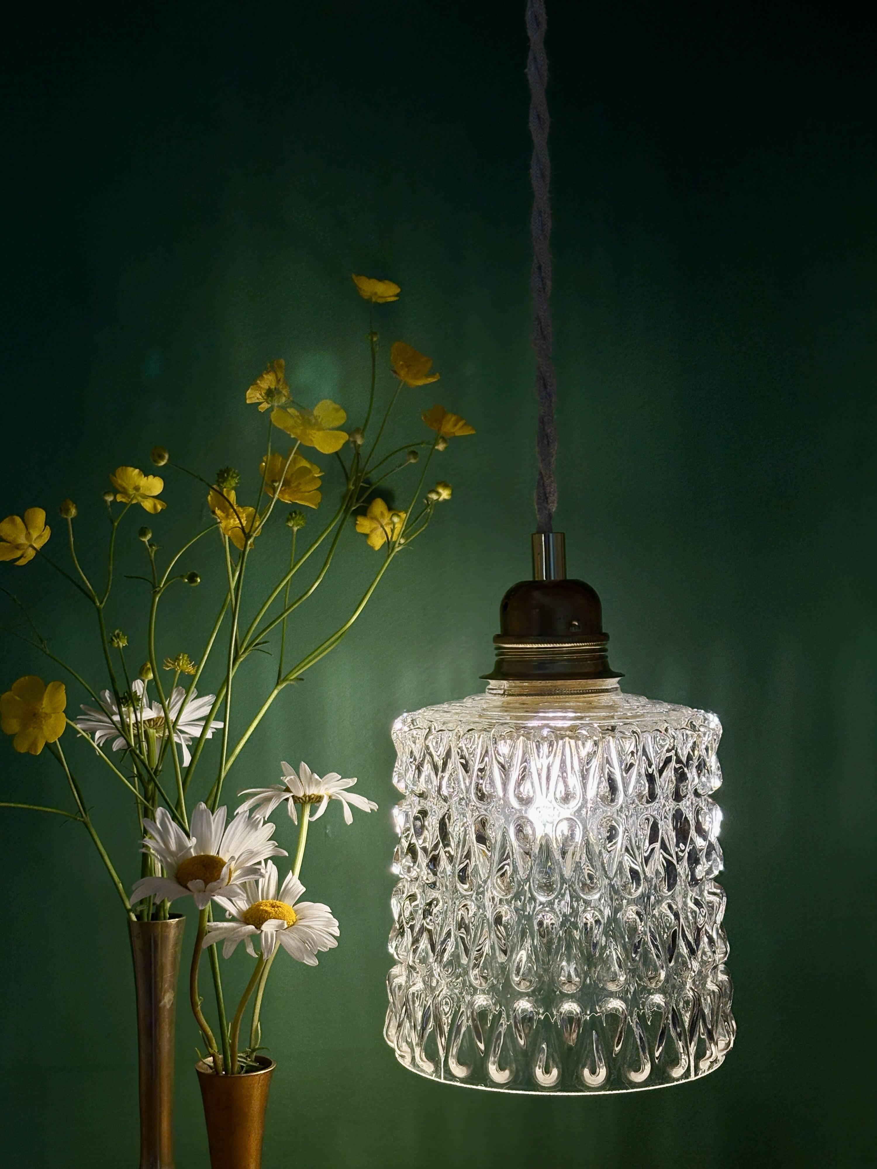 Vintage transparent glass suspension globe