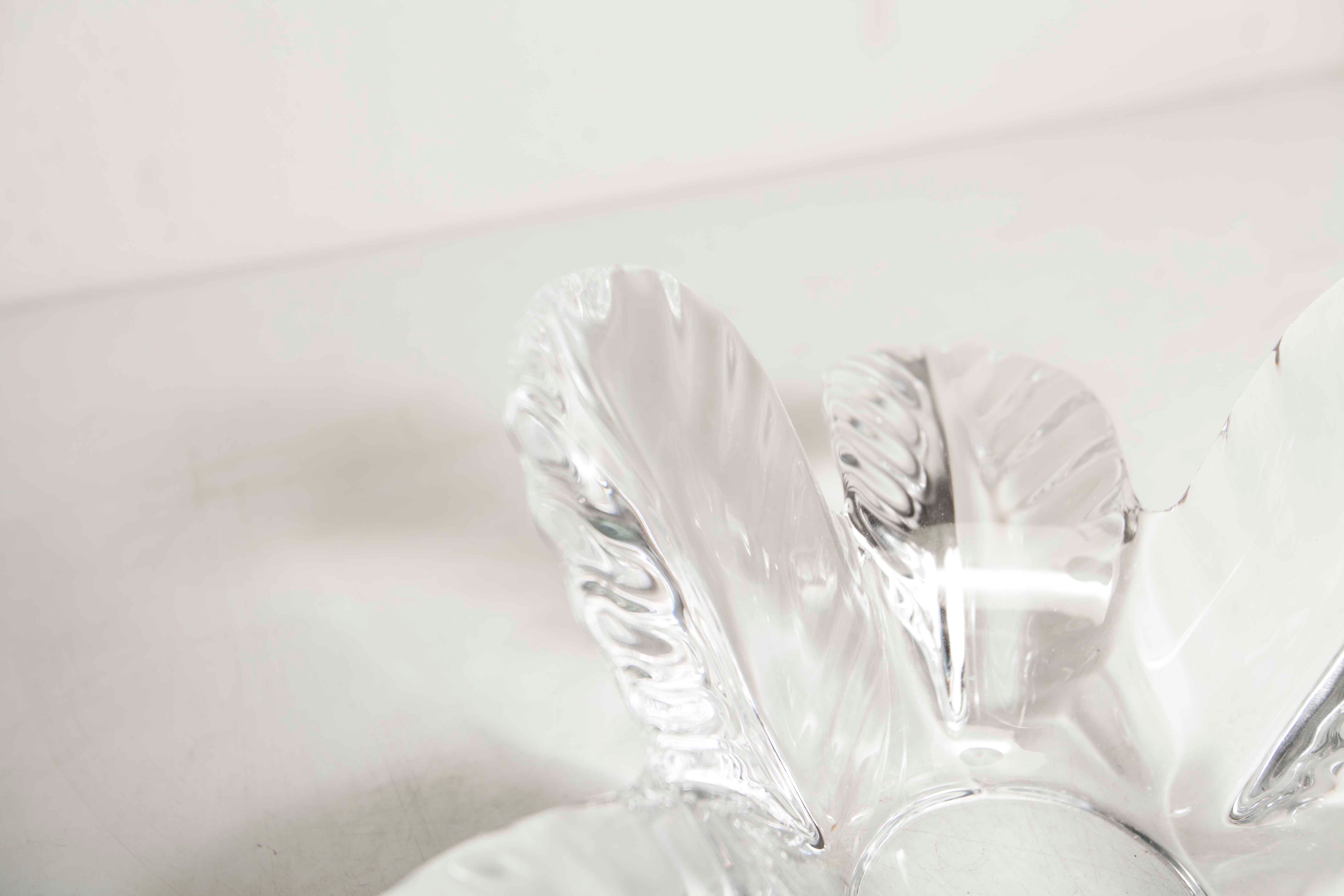 Empty floral pocket crystal of transparent arques signed