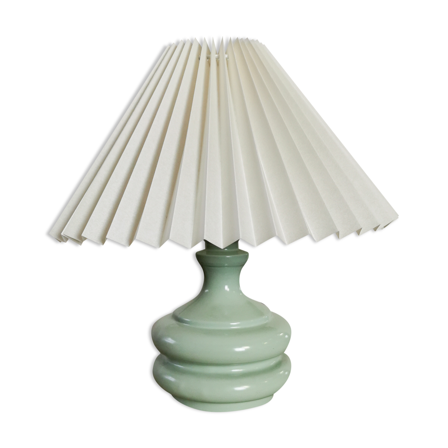Green water lamp upcycled pleated lampshade