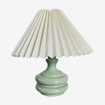 Green water lamp upcycled pleated lampshade