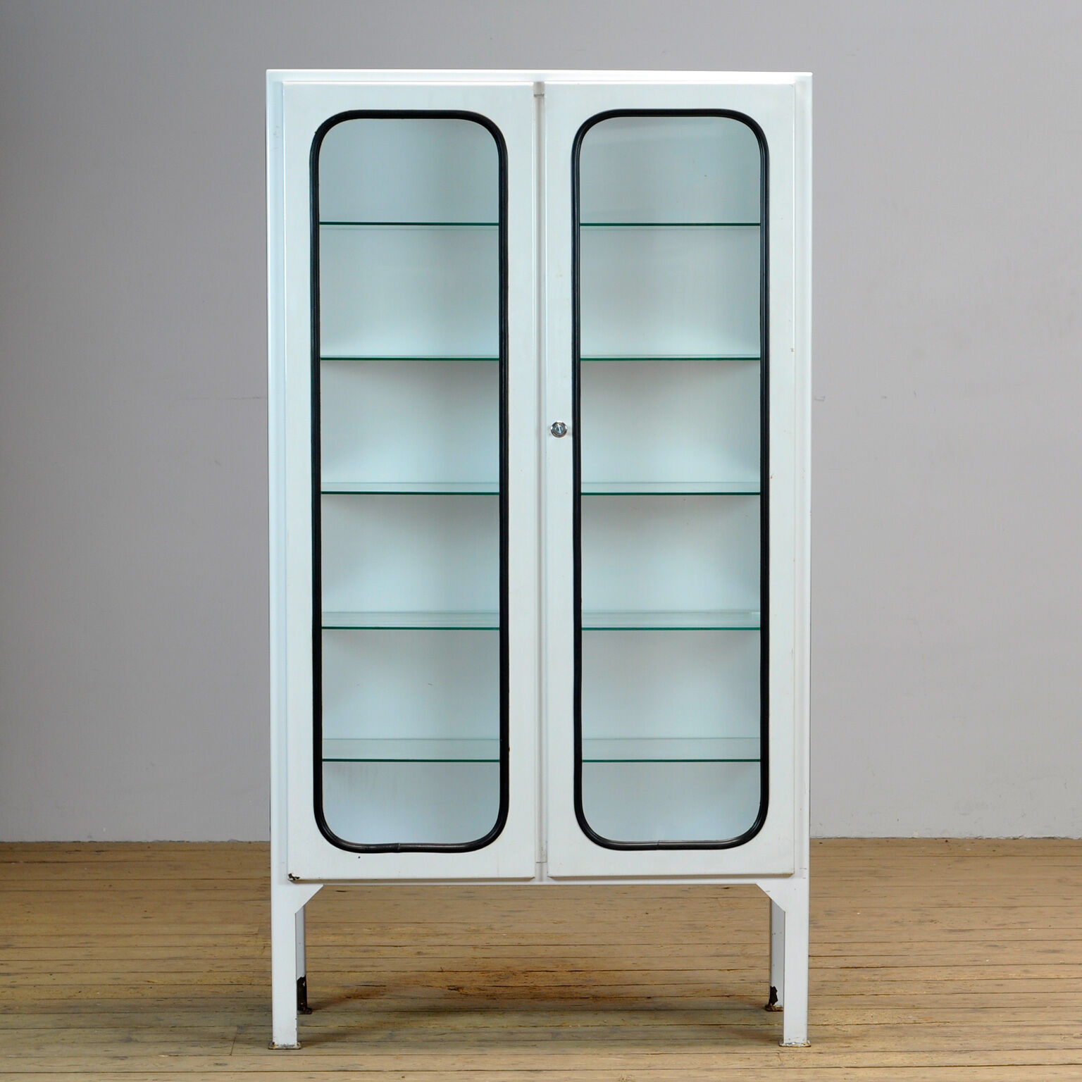 Glass & iron medical cabinet, 1970s