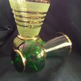 Two vintage green vases in glass and granite effect 50s