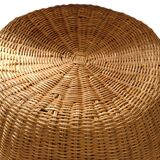 Round rattan pouf stool