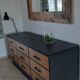 Meuble comptoir à tiroirs graphite et bois