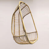 Hanging shell armchair 60's rattan