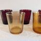 6 vintage glasses Lever France amber and ruby from the 1970s