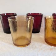 6 vintage glasses Lever France amber and ruby from the 1970s