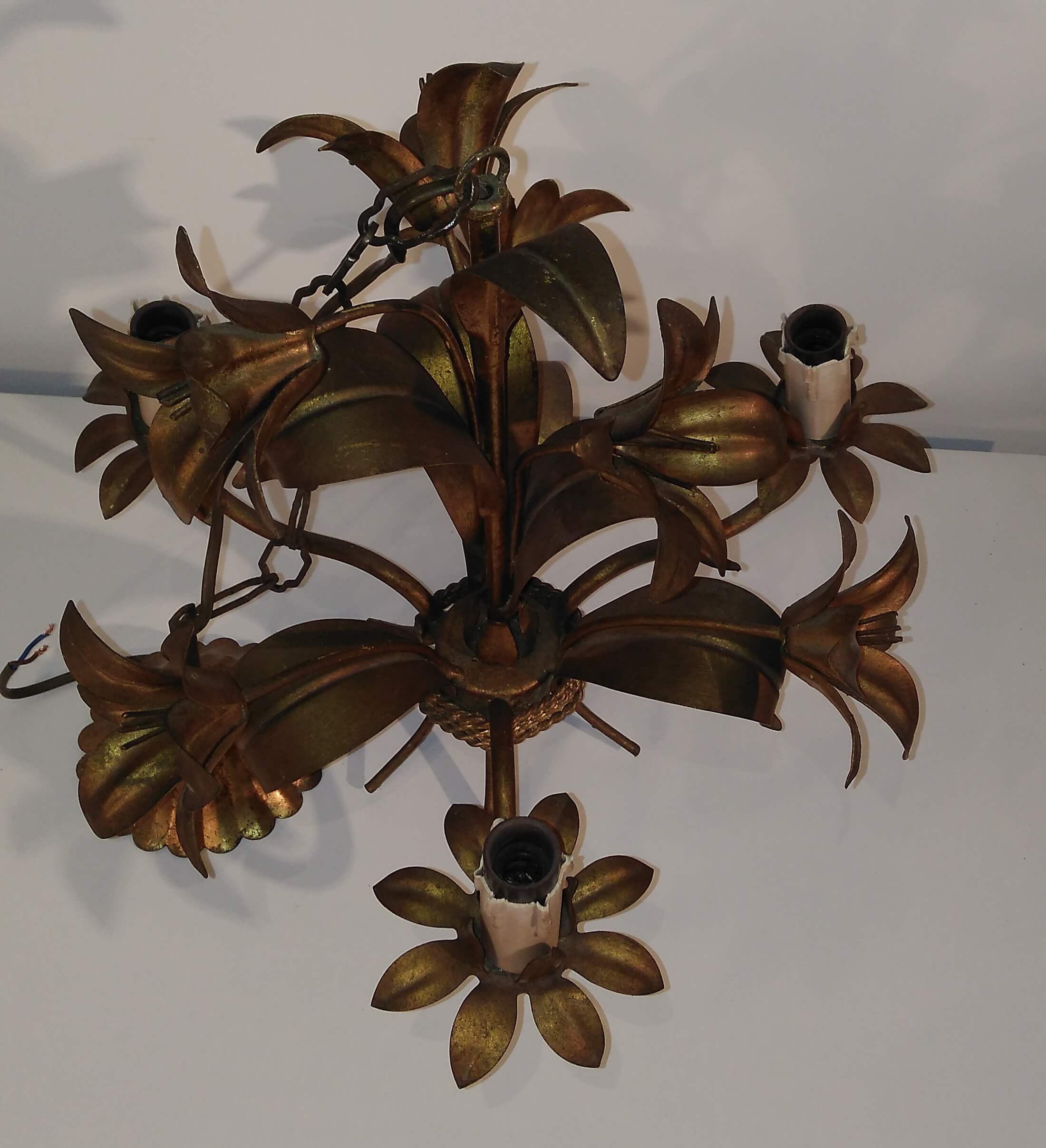 Brass chandelier flowers