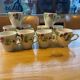 10 slipware cups, pansies
