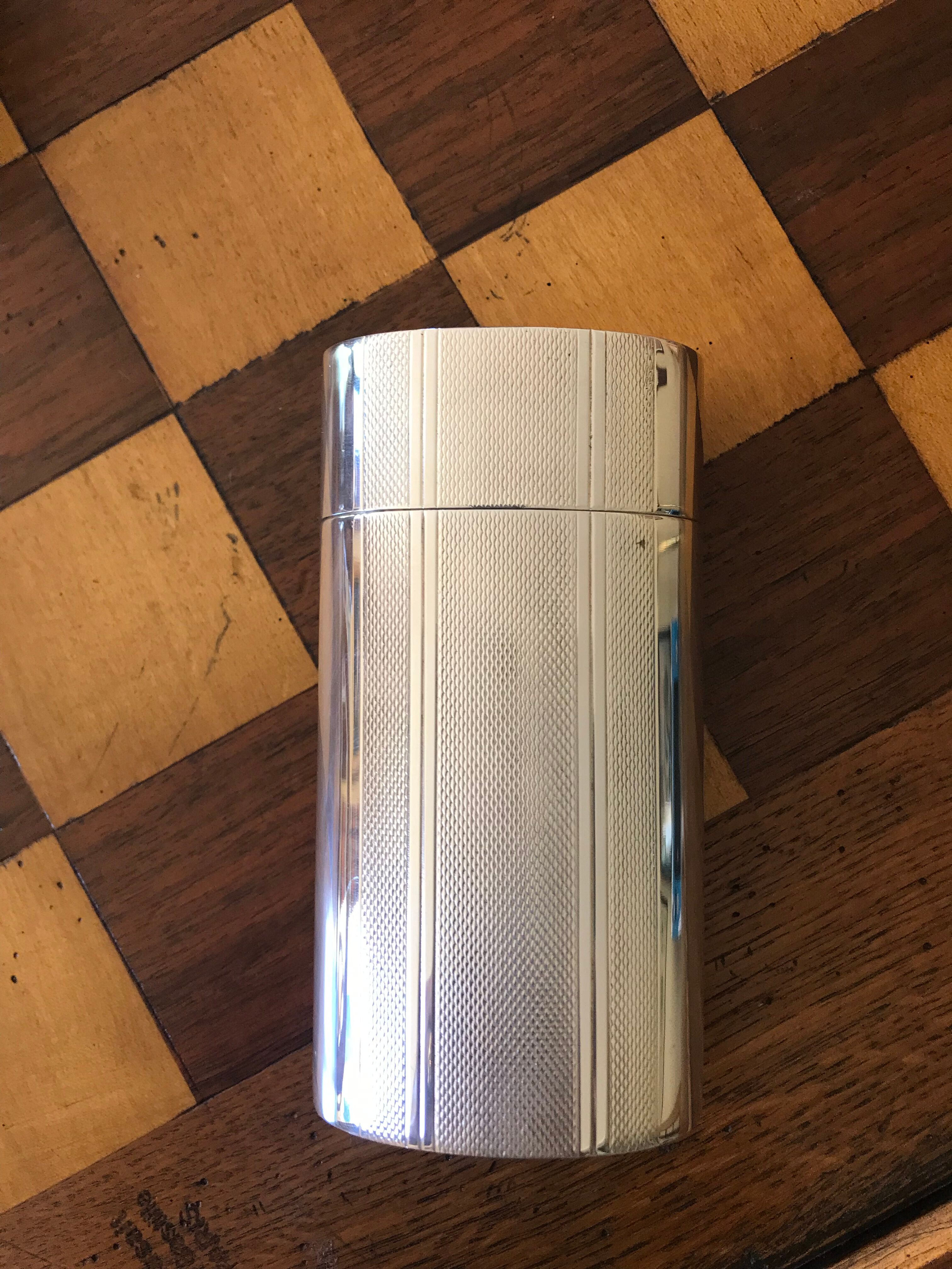 Guilloché silver metal oval cigar box