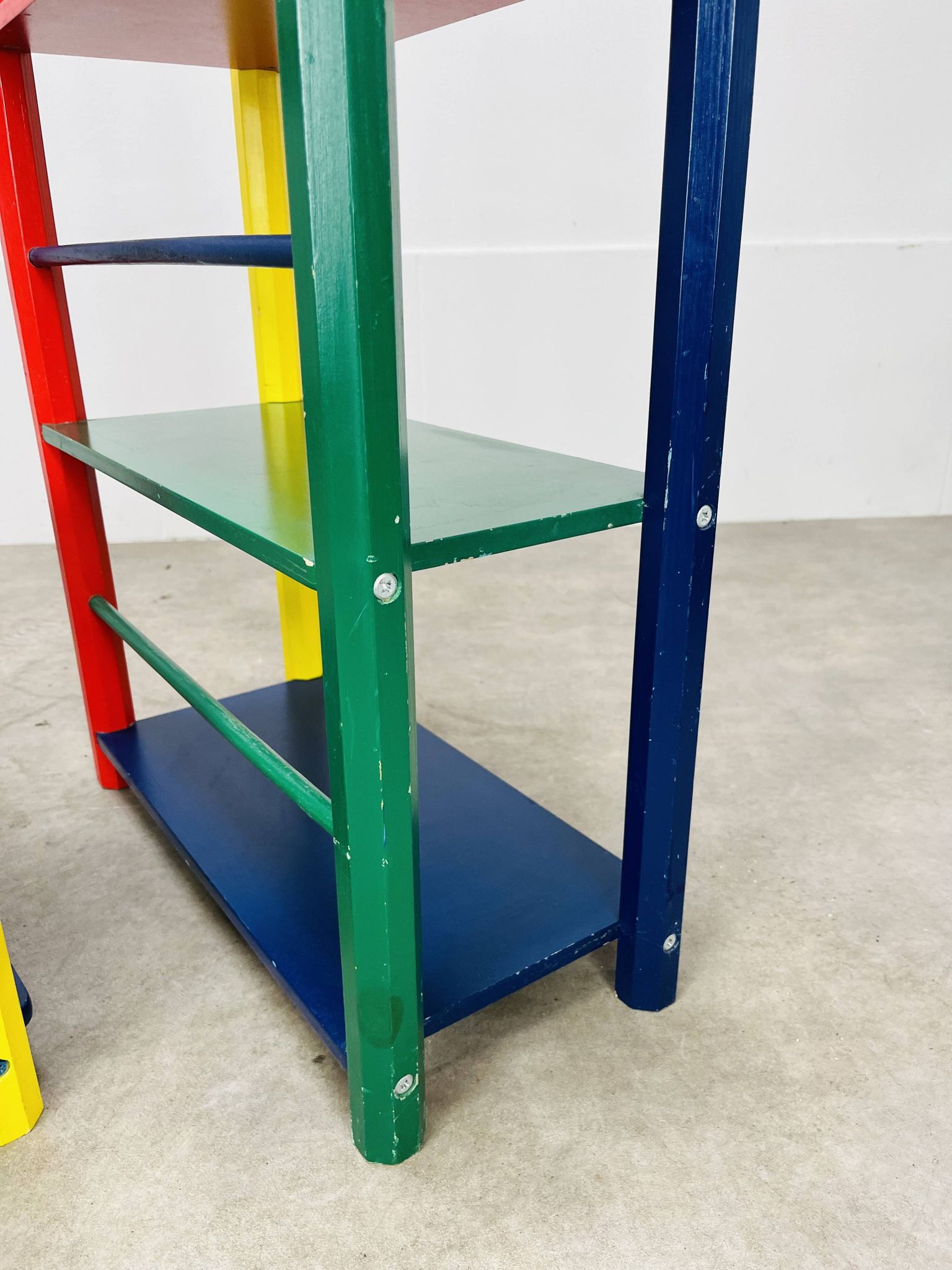 Pair of pencil-style shelves by Pierre Sala for children.
