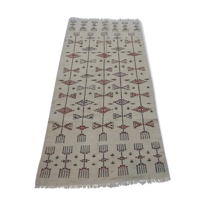 Tapis blanc berbère traditionnel multicolore 200×105cm