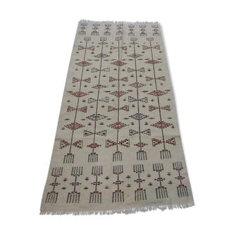 Tapis blanc berbère traditionnel multicolore 200×105cm