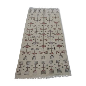 Traditional white multicolored Berber carpet 200-105cm