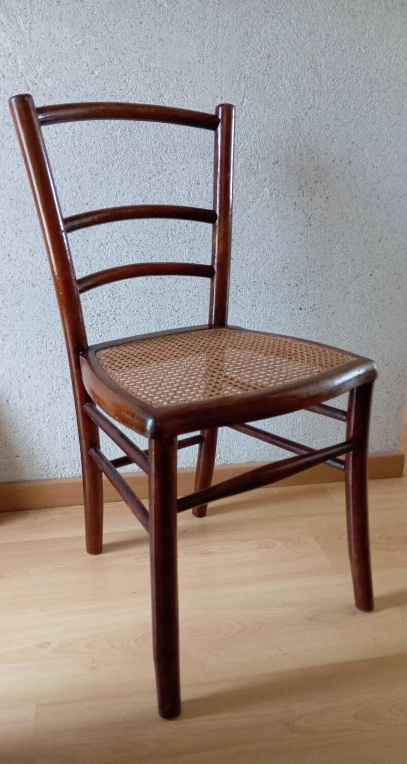 Wooden chair with cane seat, country style, around 1920