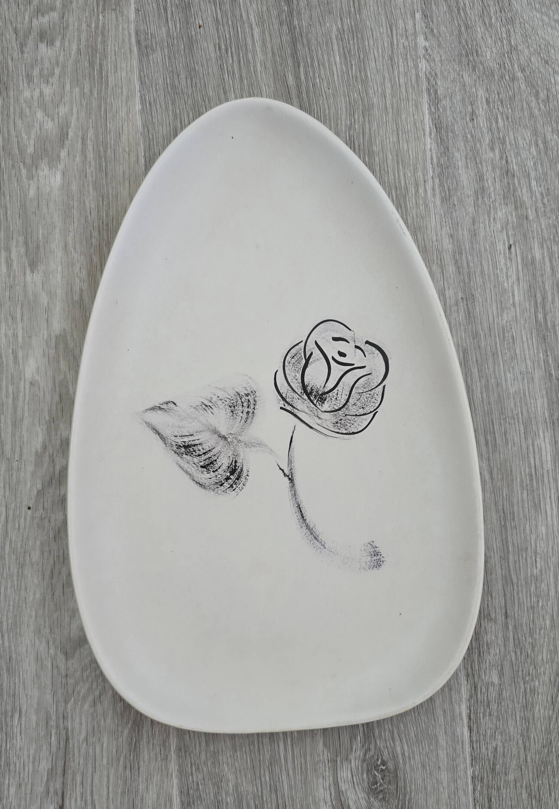 Vintage Niderviller dish, Black Rose model