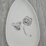 Vintage Niderviller dish, Black Rose model