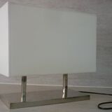 Modern lamp in chrome metal and rectangular lampshade by Casadisagne