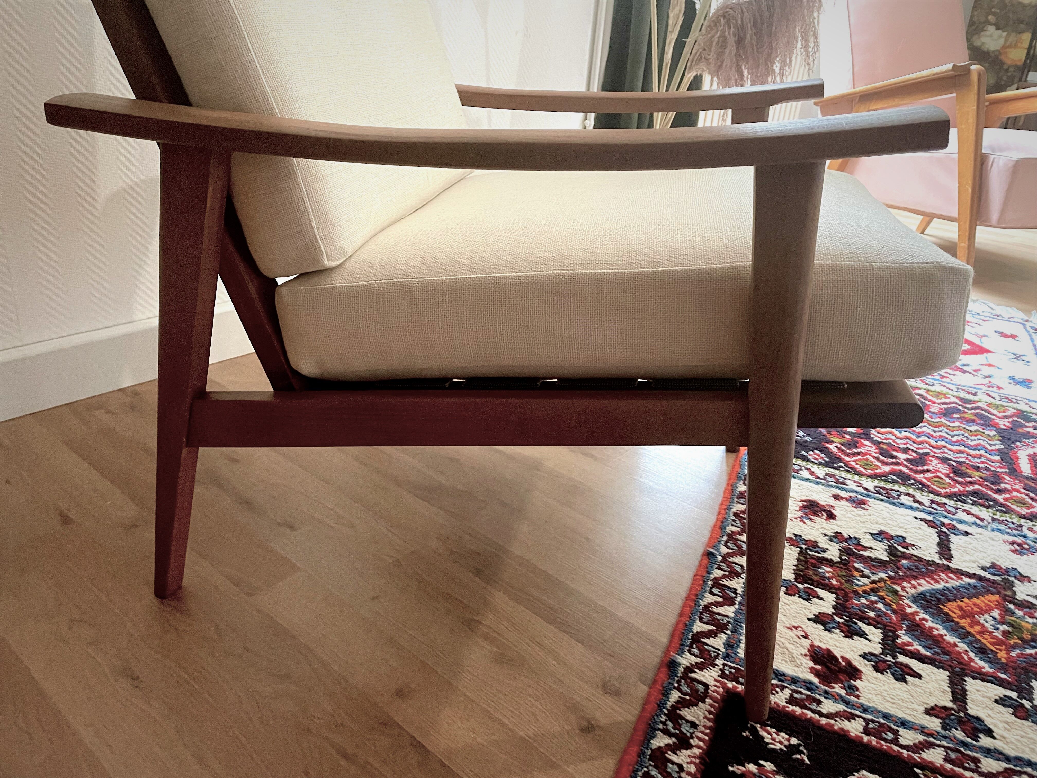 Scandinavian teak armchair, yearned 50/60, restored
