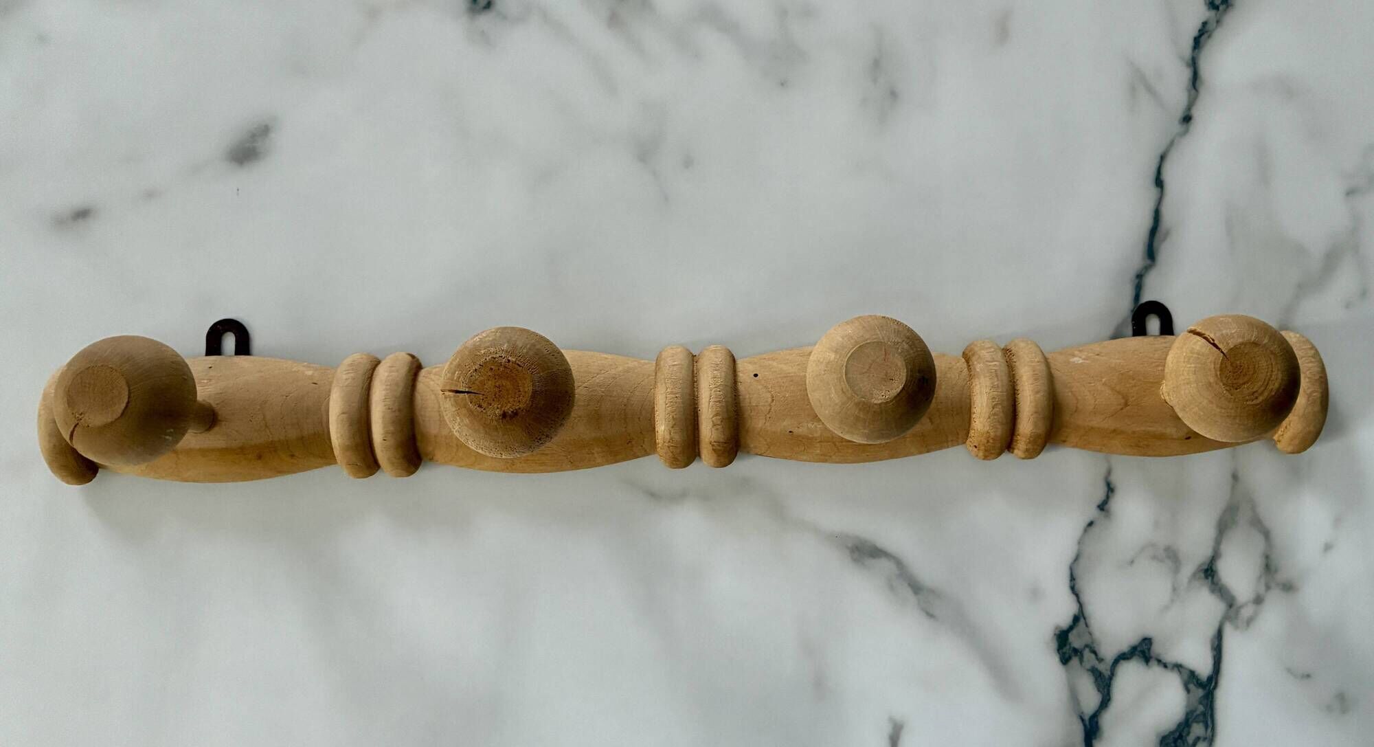Vintage turned wooden coat rack or hook
