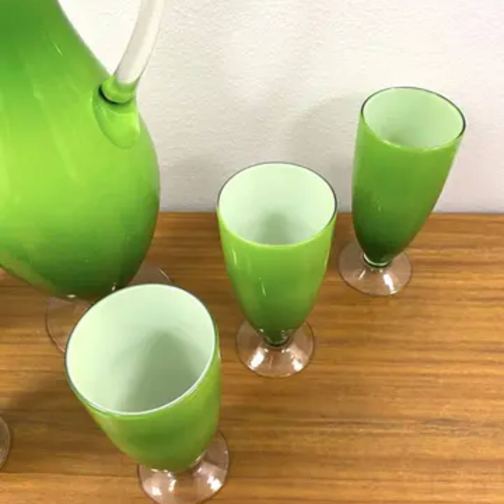 Ensemble carafe et 6 verres rétro, Murano, années 1960