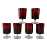 Lot de 6 grands verres à vin en verre bordeaux Luminarc années 70