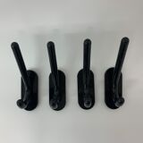 Set of 4 con & con Italian black wall coat / towel hangers , 1970’s