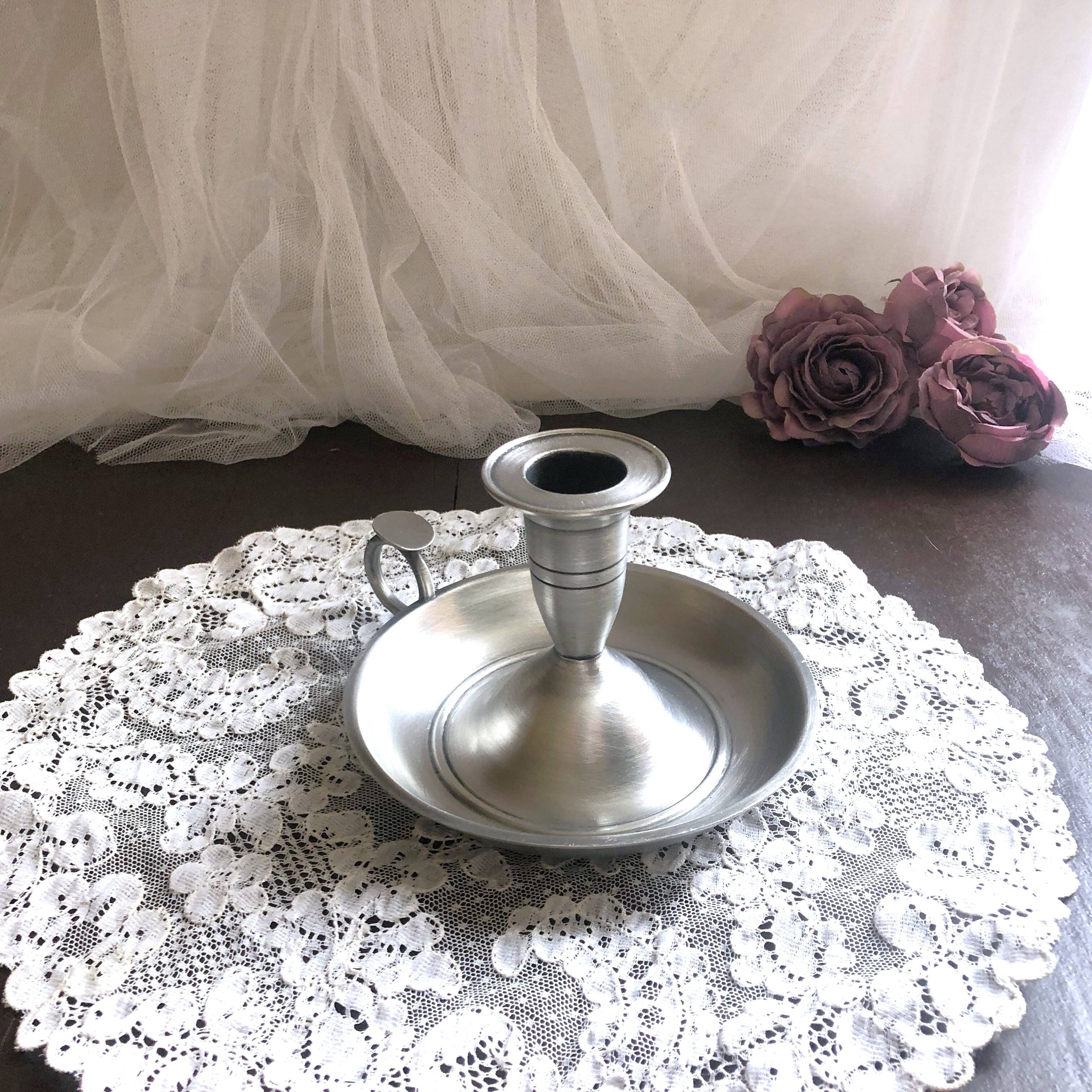 Pewter hand candle holder
