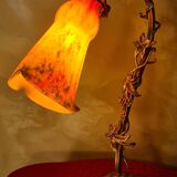 Art Nouveau desk lamp in bronze and gilded brass, 41 x 31 cm