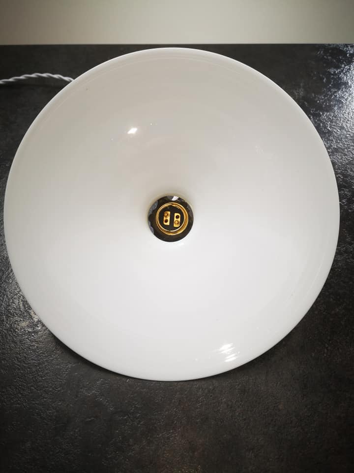 Suspension opaline white smooth art deco 1930