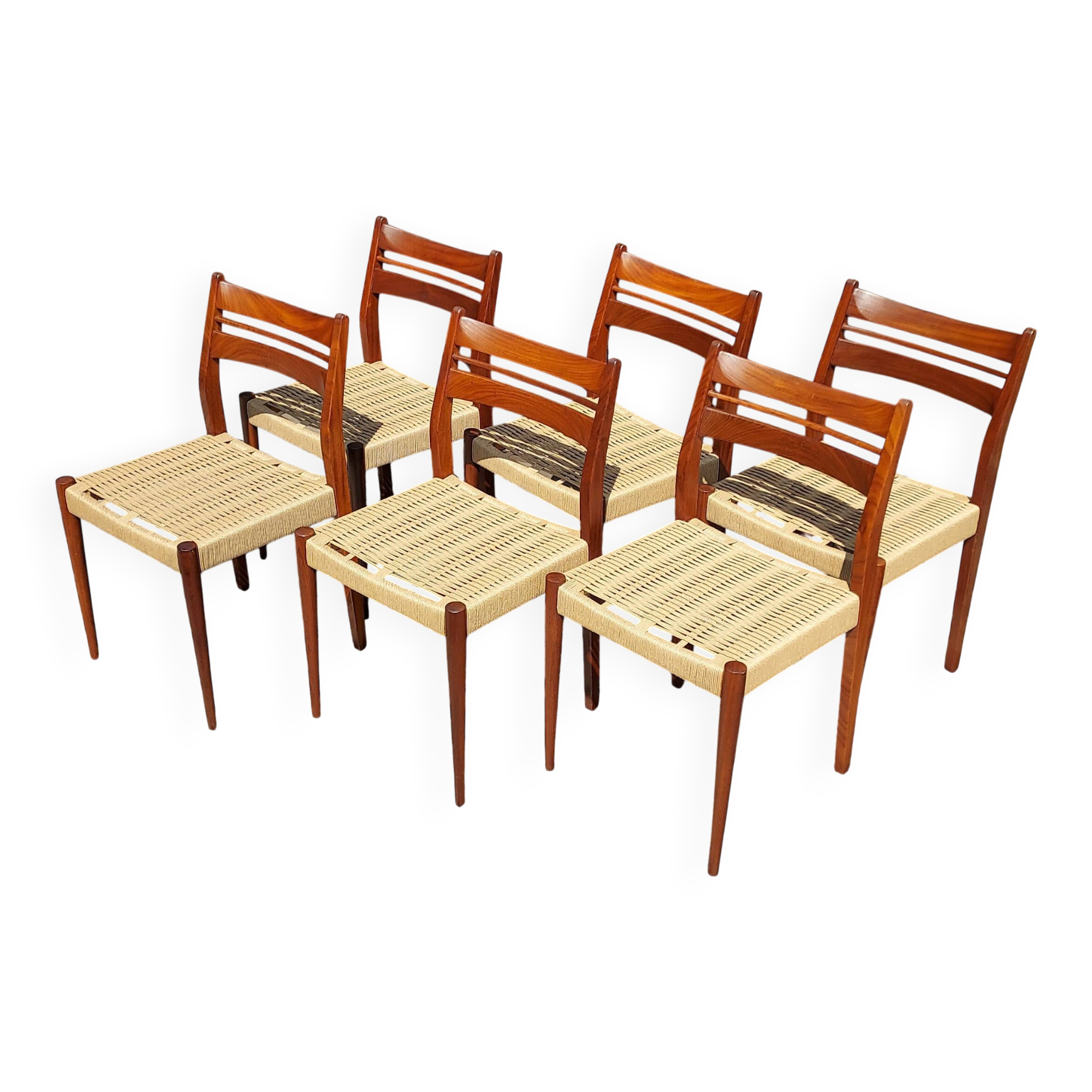 6 elegant vintage 1960s Danish rope chairs