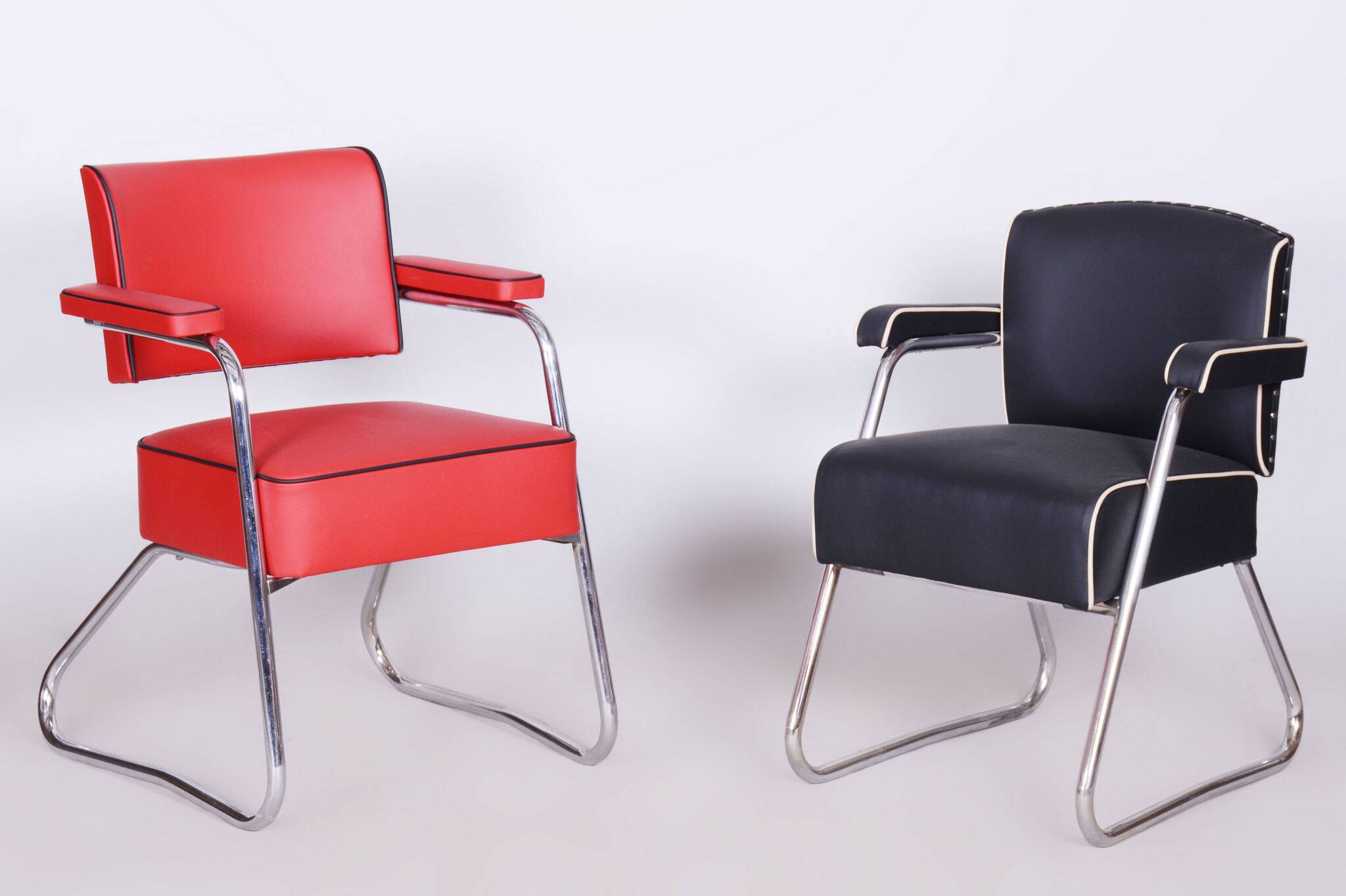 Restored Bauhaus Armchair, Mauser, G. Rohde, Chrome, Leather, Germany, 1930s