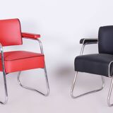 Restored Bauhaus Armchair, Mauser, G. Rohde, Chrome, Leather, Germany, 1930s