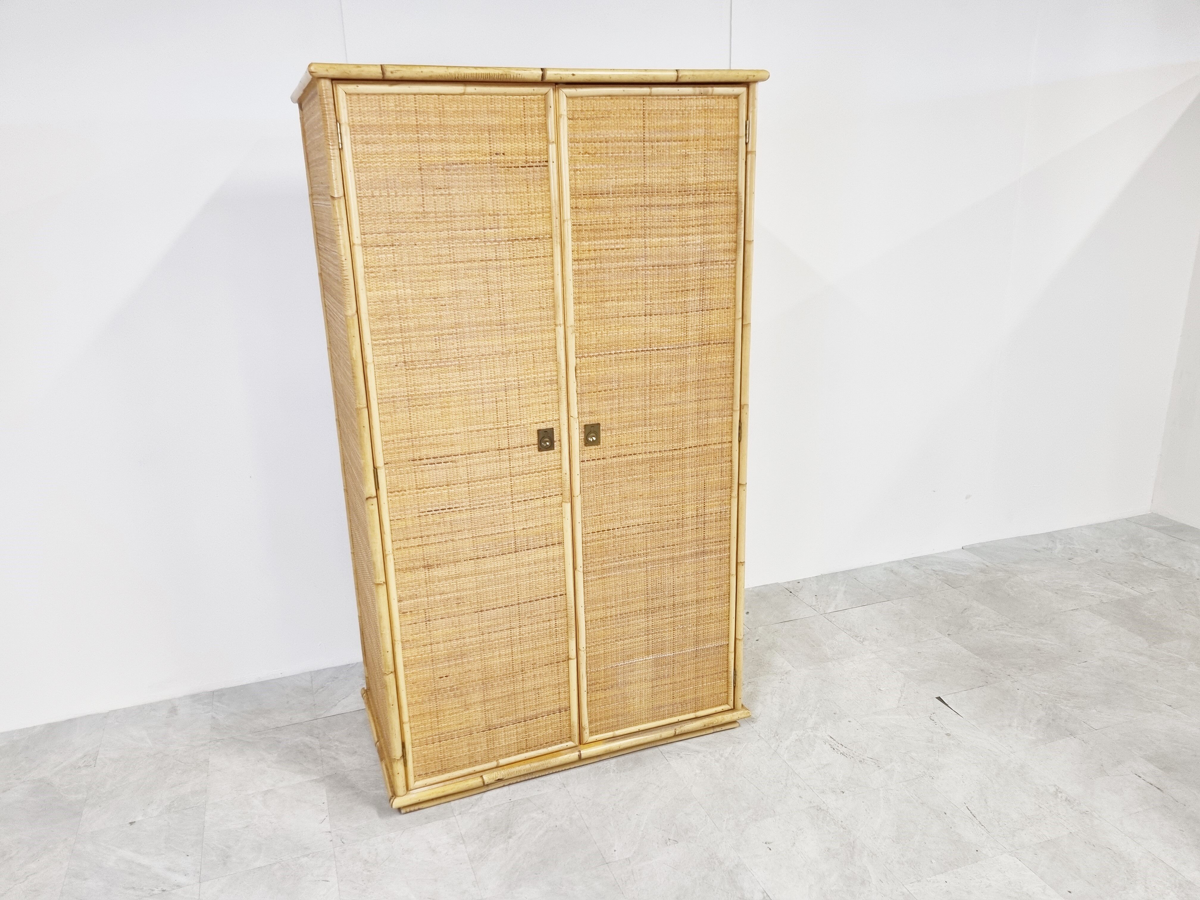 Rattan and bamboo wardrobe by Dal Vera, 1960s