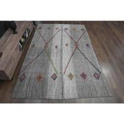 1970s Vintage Turkish Oushak Handmade Wool Cotton Gray Area Rug 200x316