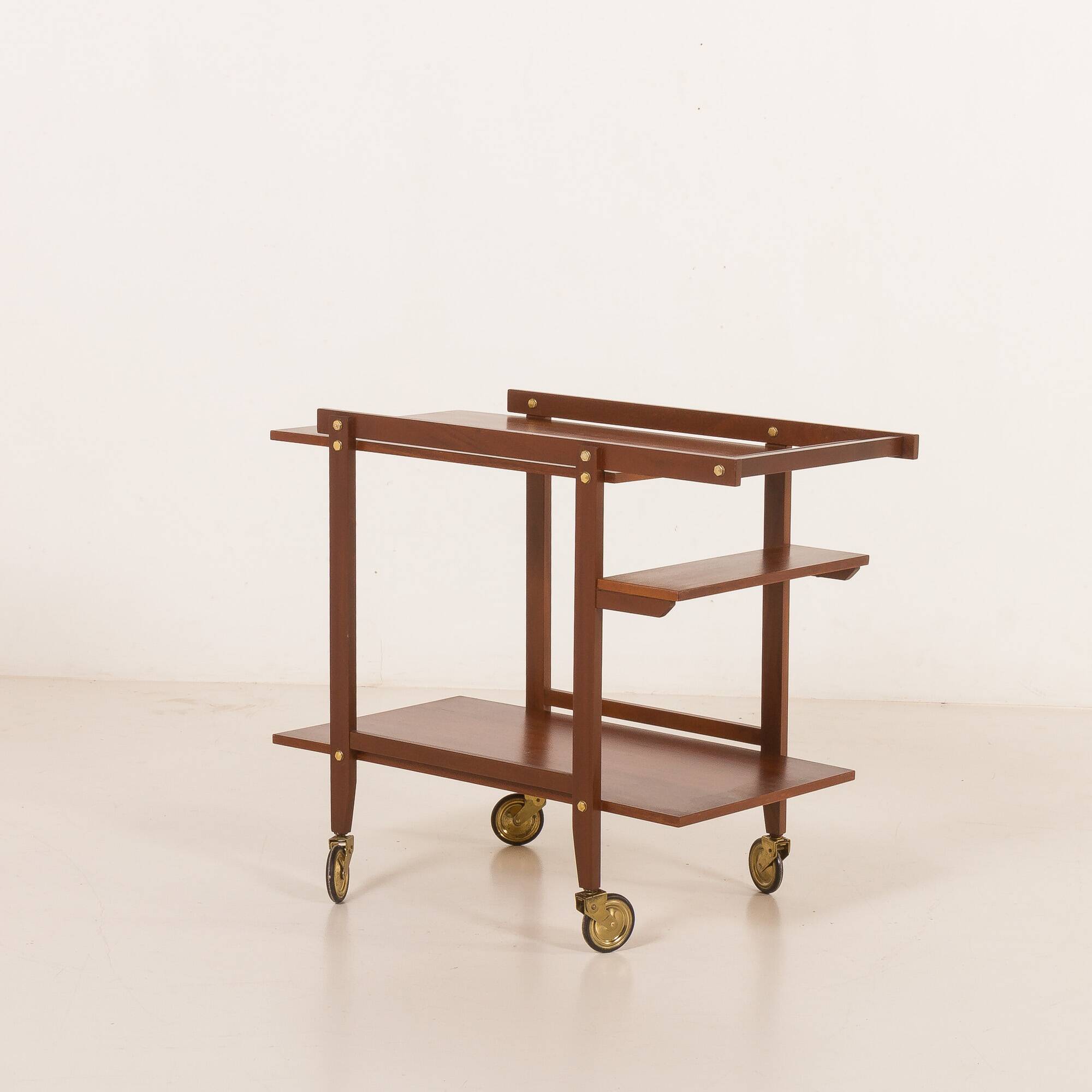 Teak bar cart, serving trolley, 1960s