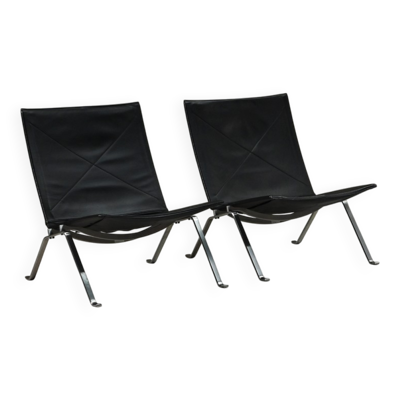 2 chauffeuses PK22 par Poul Kjærholm pour Fritz Hansen, années 1950, Danemark