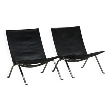 Set of Two PK22 Lounge Chairs by Poul Kjærholm for Fritz Hansen, 1950s Denm