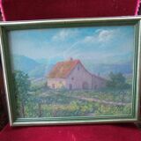Pastel house in the fields sign date 1952