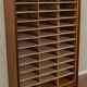 Tambour cabinet from the 1950s, dark stained oak veneer
