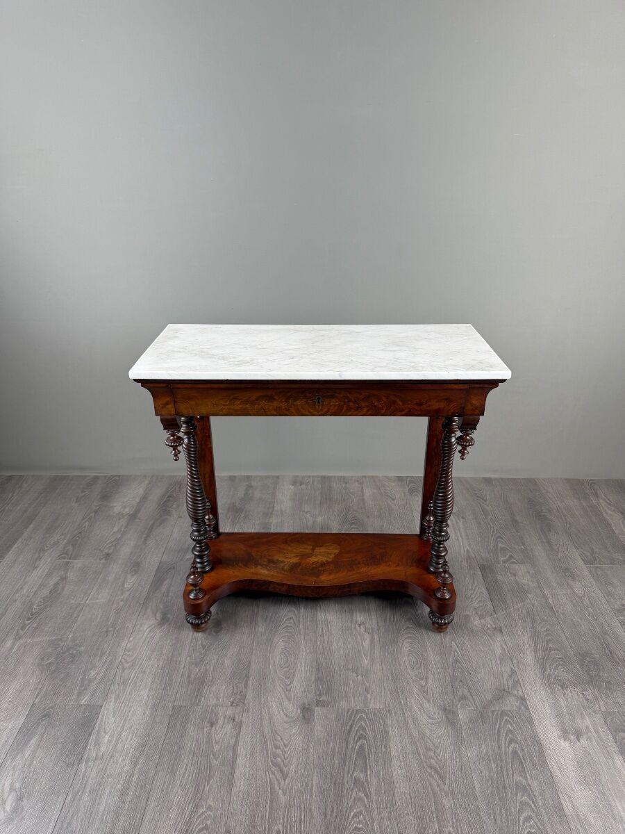 Console Napoléon III en acajou et marbre blanc, XIXe Siècle