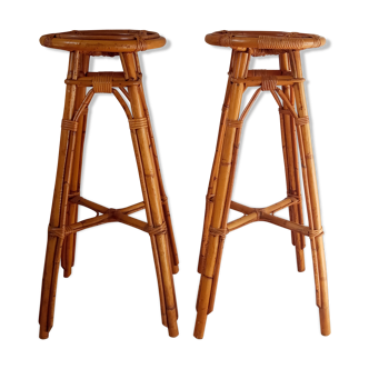 Pair of rattan bar stools