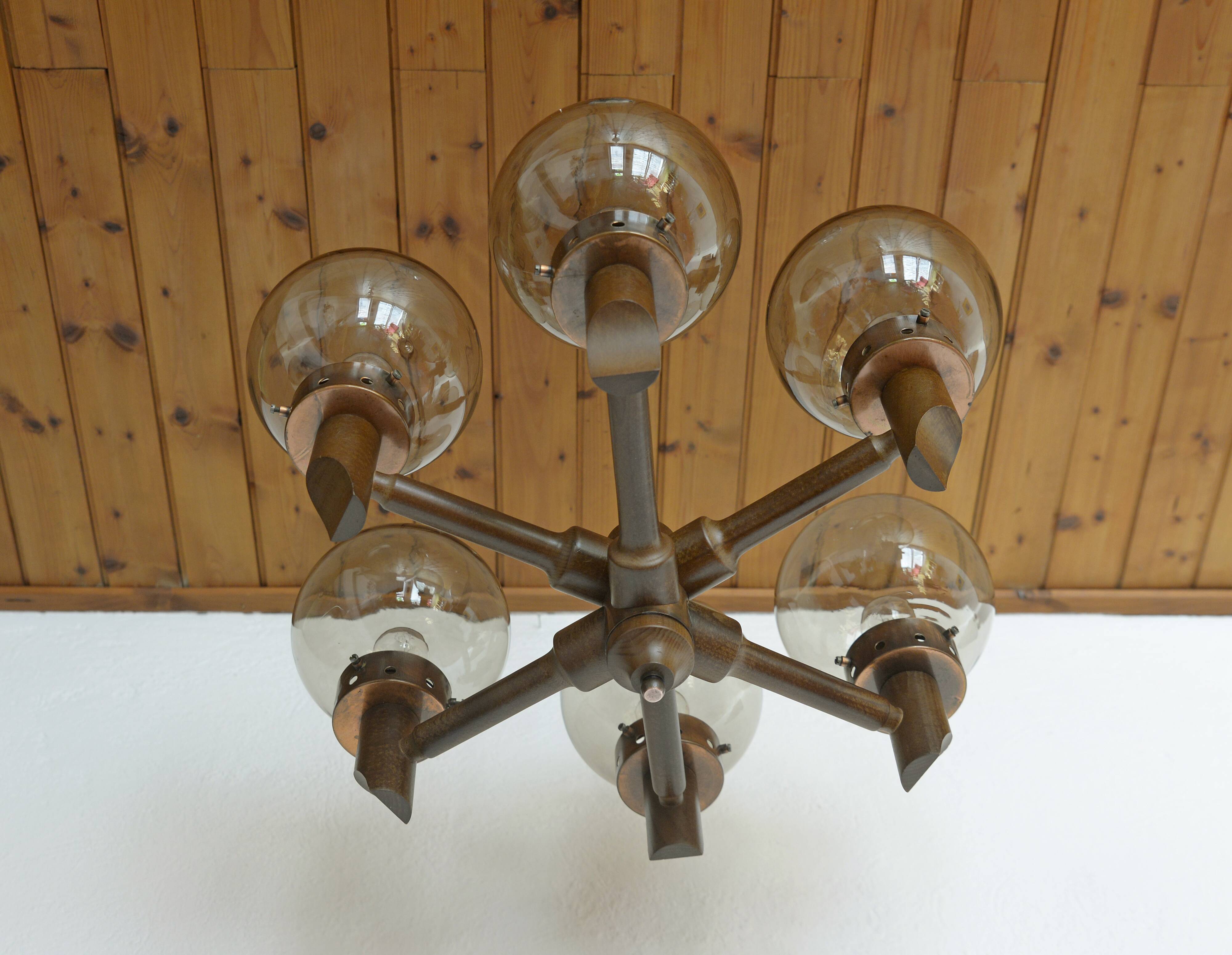 Vintage rustic chandelier wooden hanging lamp medieval style pendant light